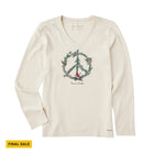 Life Is Good Women's Winter Pines Peace On Earth Long Sleeve Crusher Lite Vee - Putty White - Lenny's Shoe & Apparel