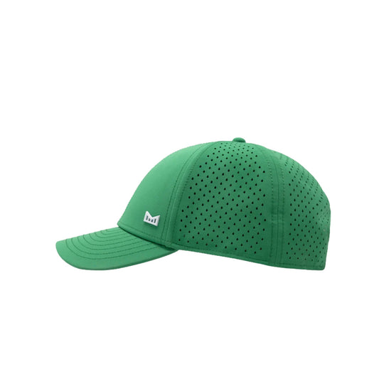 Green perforated baseball cap with a curved brim and small front logo
