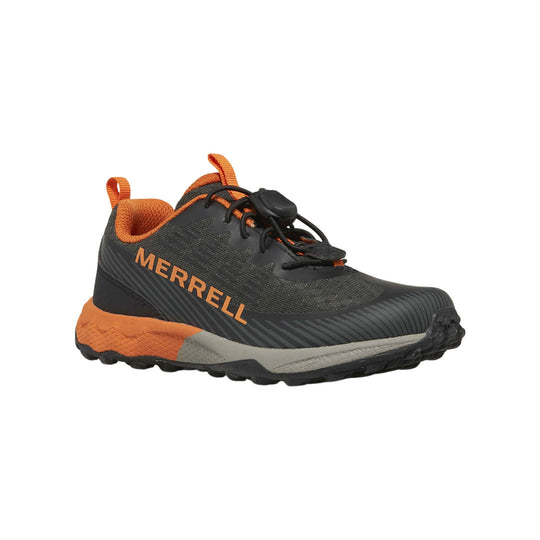 Merrell Big Kids' Agility Peak Trail Running Shoes - Olive/Black/Orange - Lenny's Shoe & Apparel