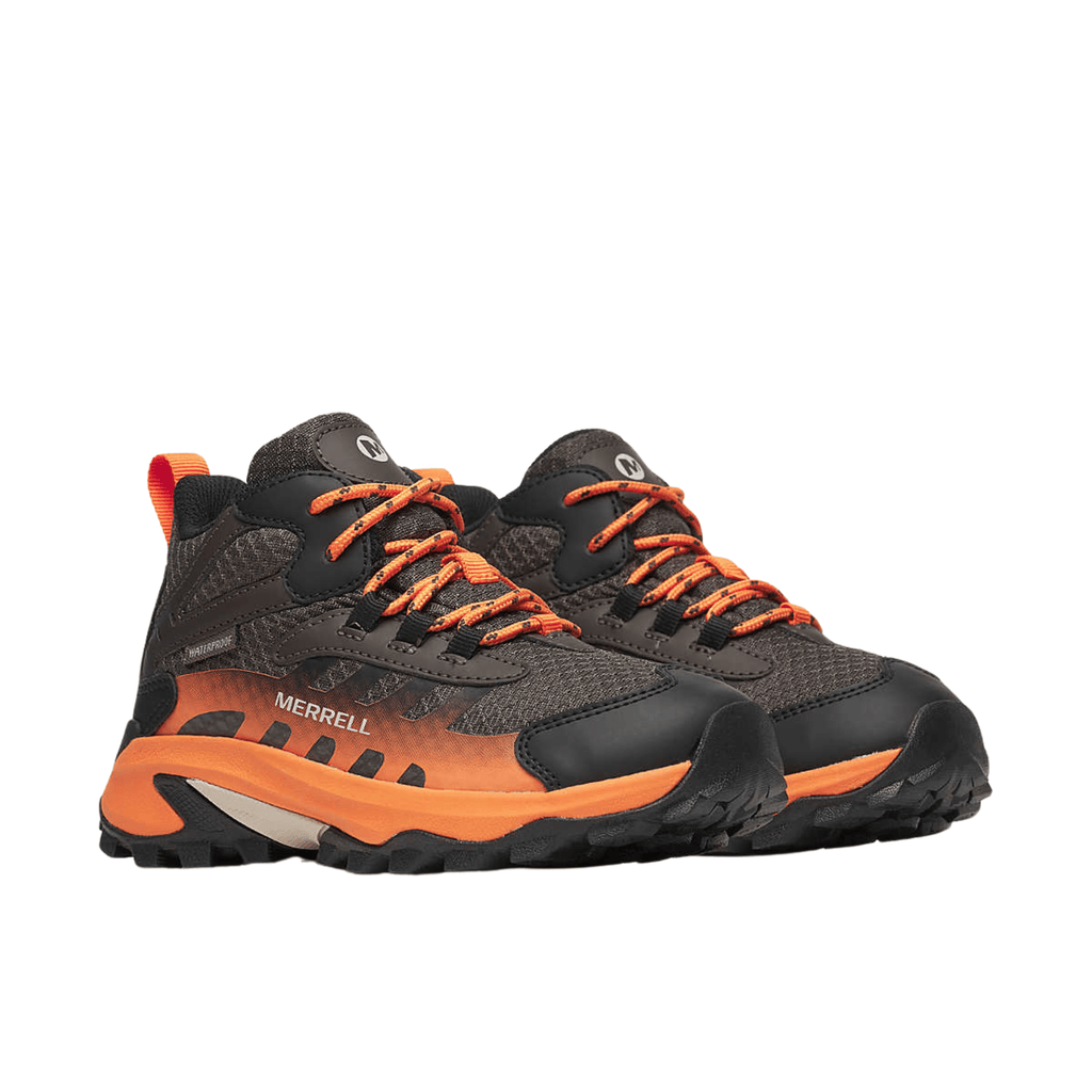 Merrell Big Kids' Moab Speed 2 Mid Waterproof Hiking Boots - Gunsmoke/Orange - Lenny's Shoe & Apparel