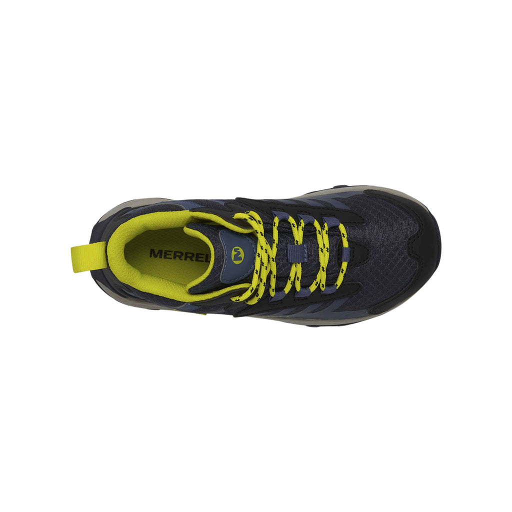 Merrell Big Kids' Moab Speed 2 Mid Waterproof Hiking Boots - Navy/Hi Viz - Lenny's Shoe & Apparel
