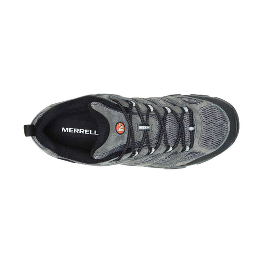 Gray low-top hiking shoe with black laces, mesh panels, and a pull tab