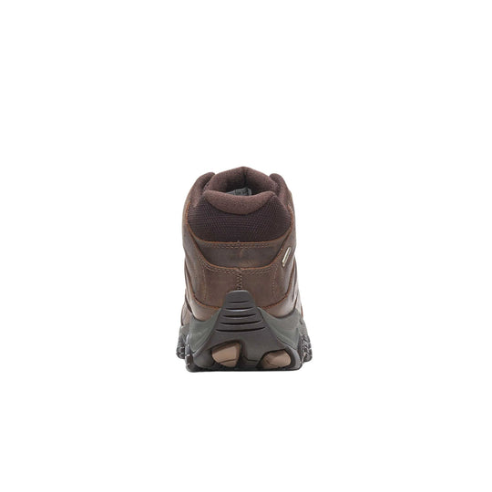 Brown waterproof hiking boot shown from the back