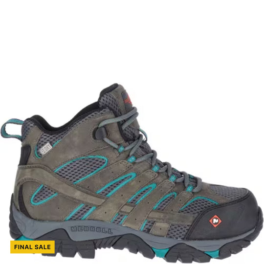 Merrell Women's Moab Vertex Mid Waterproof Composite Toe Work Boots - Pewter - FINAL SALE - Lenny's Shoe & Apparel