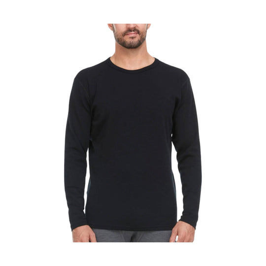 Black long-sleeve crewneck shirt shown front view