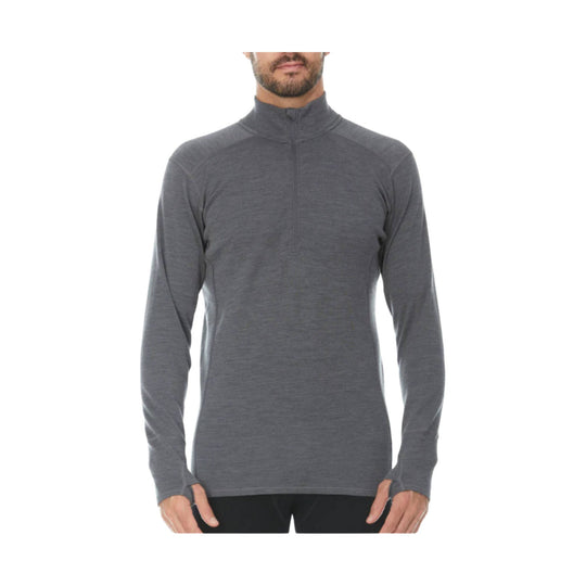 Gray long-sleeve quarter-zip base layer pullover