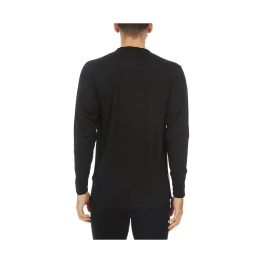 Black long-sleeve crewneck shirt shown from the back