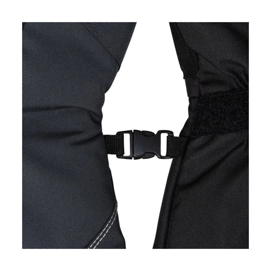 Black heated glove cuff with side-release buckle strap and hook-and-loop closure