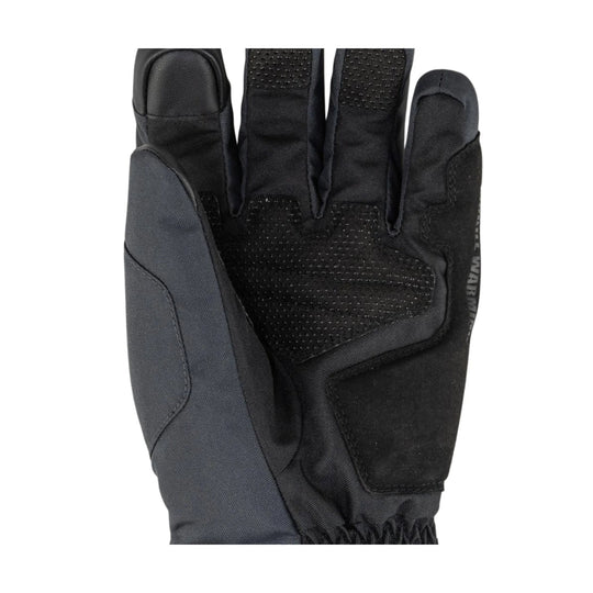Black insulated glove with padded fingertips and grippy palm