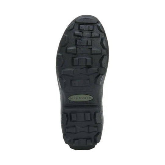 Black rubber boot outsole with deep tread and Muck Boot Co. label