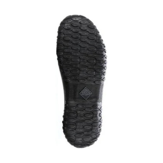 Black sole of a shoe with a brand logo on a white background
