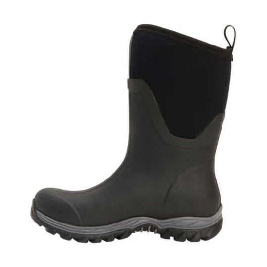 Black mid-height insulated rubber boot with pull loop and rugged tread sole
