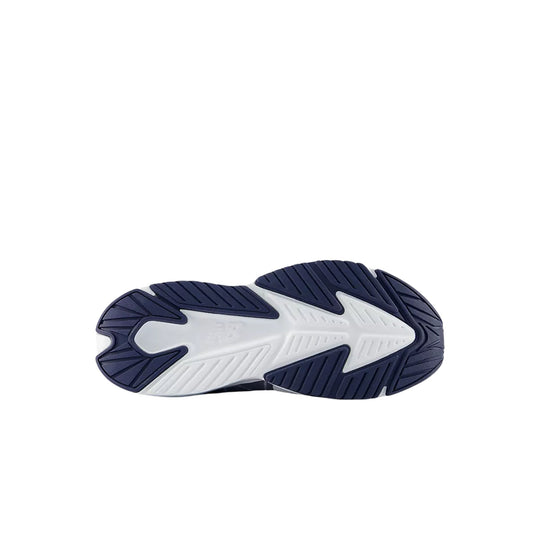 Navy and white sneaker outsole with angular tread pattern