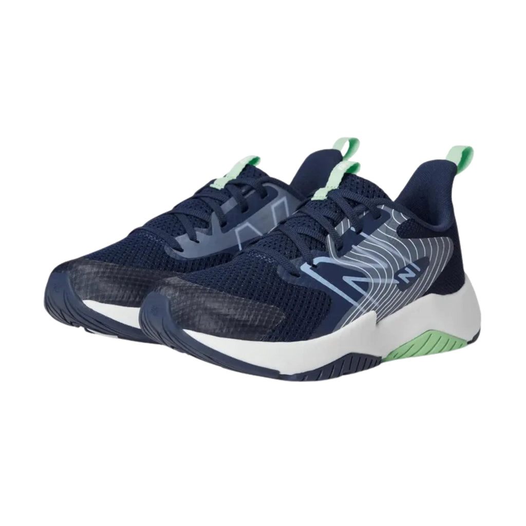 New Balance Big Kids' Rave Run v2 Running Shoes - Navy/Electric Sky/Sweetgrass - Lenny's Shoe & Apparel