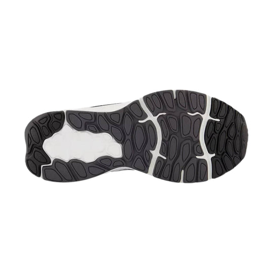 Black and gray sneaker outsole with segmented tread pattern
