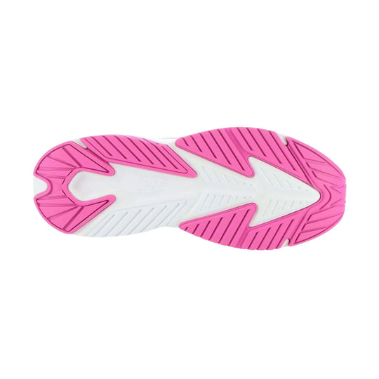 Pink and white sneaker outsole with chevron tread