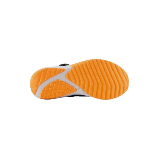 Orange and gray sneaker sole with ridged tread