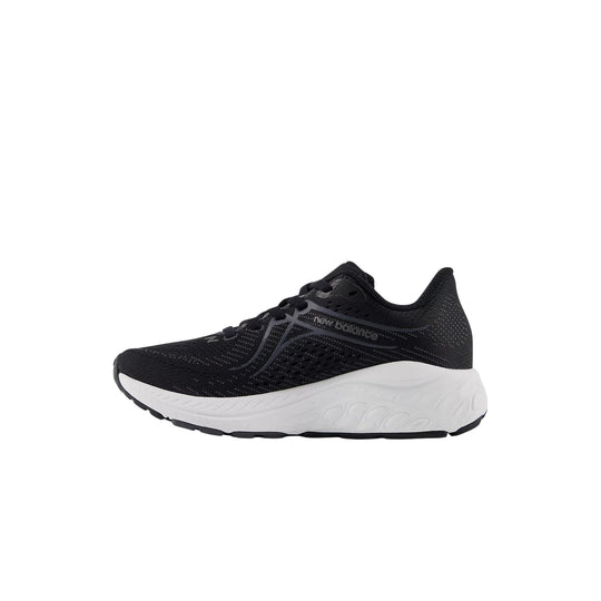 Black running shoe with a white cushioned sole and visible New Balance logo