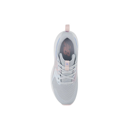 Light gray mesh sneaker with white sole, pale pink accents, and visible NB logos