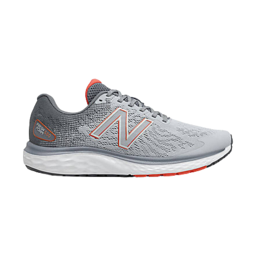 New Balance Men's Fresh Foam 680v7 Running Shoes - Light Grey/Red - Lenny's Shoe & Apparel