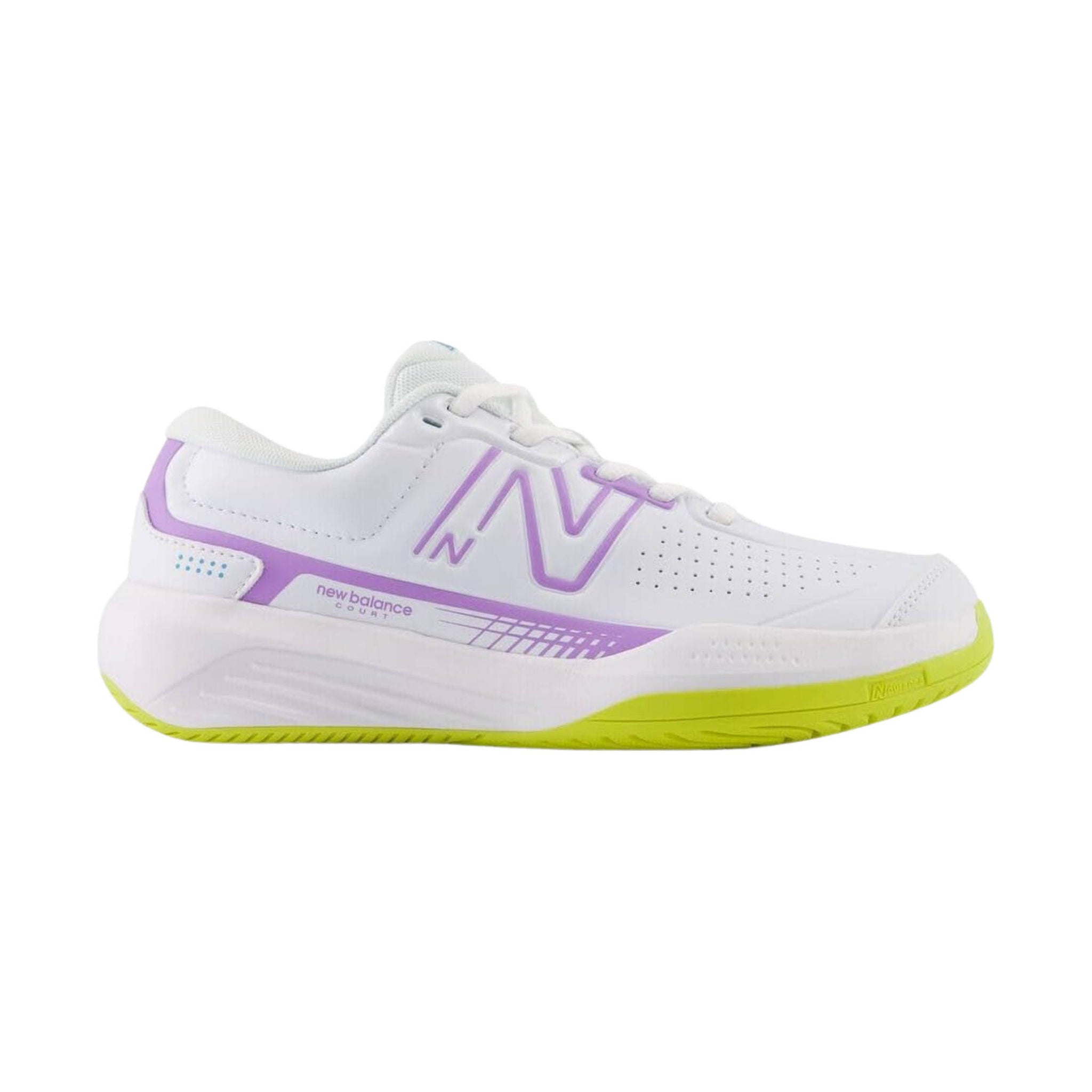 New Balance Women's 696v5 Court Tennis Shoes White/Purple Fade
