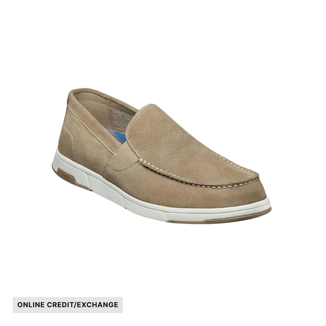 Nunn Bush Men's Luca Suede Moc Toe Venetian Slip On Shoes - Stone - ONLINE CREDIT/EXCHANGE - Lenny's Shoe & Apparel