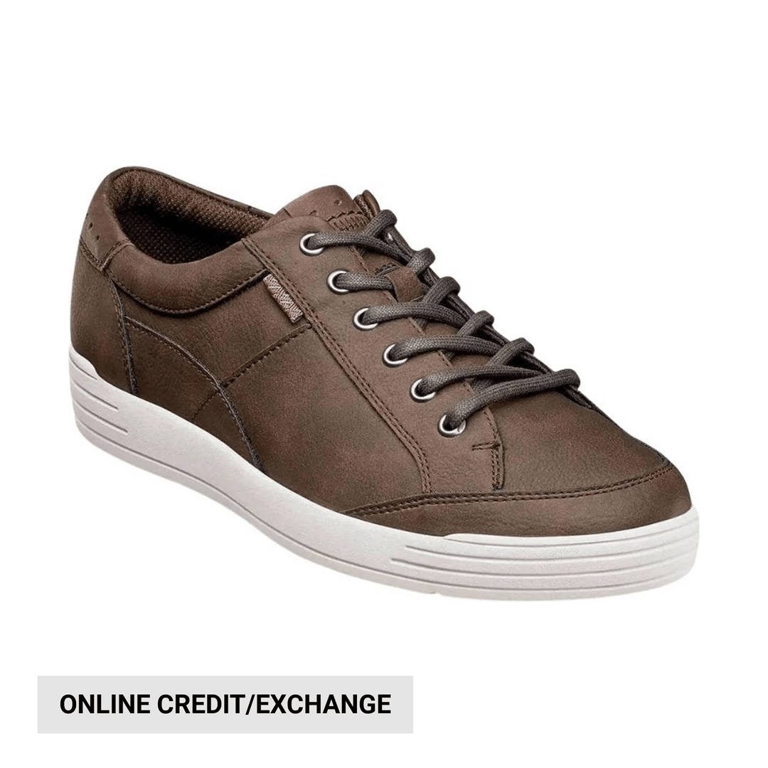 Brown lace-up casual sneaker with white sole