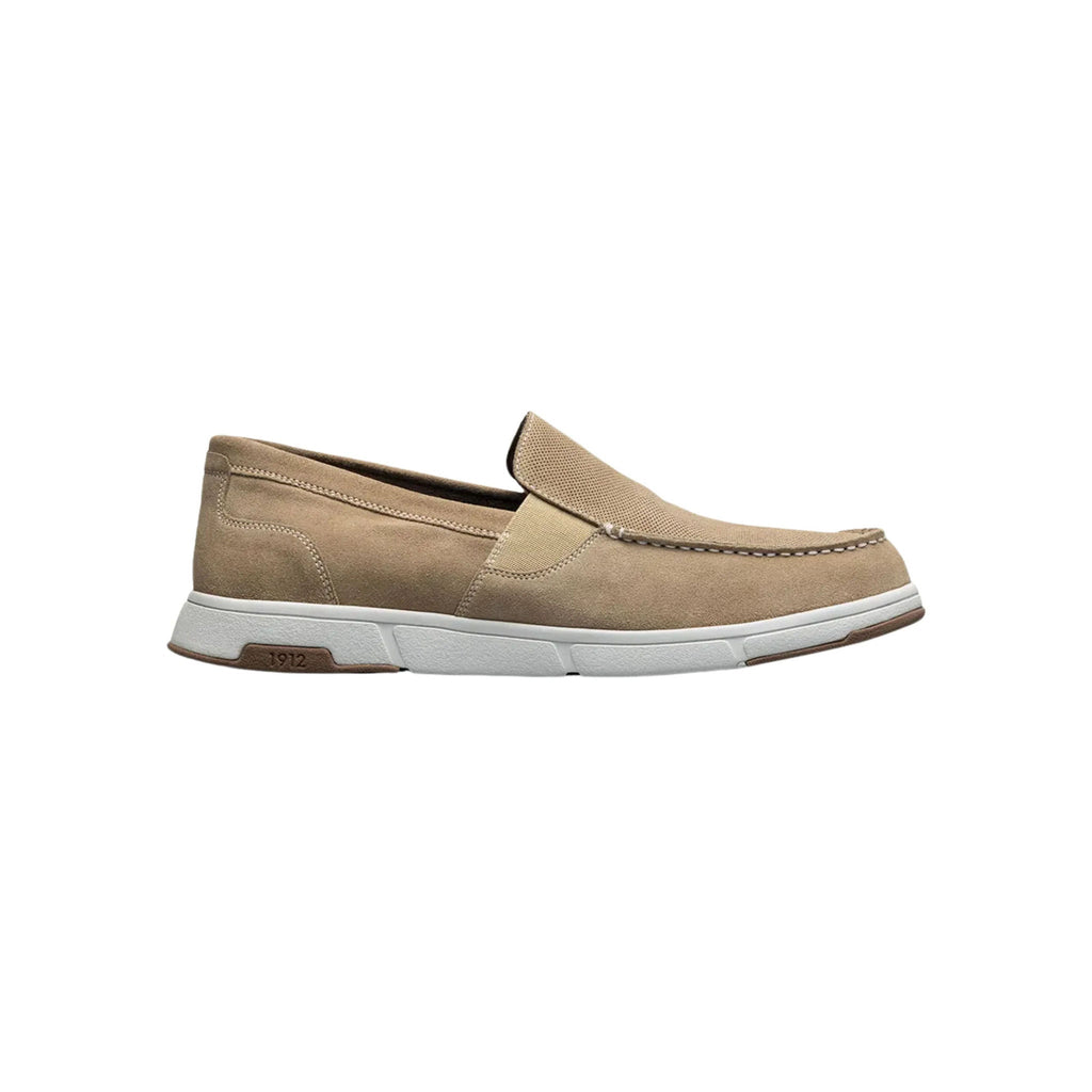 Nunn Bush Men's Luca Suede Moc Toe Venetian Slip On Shoes - Stone - Lenny's Shoe & Apparel