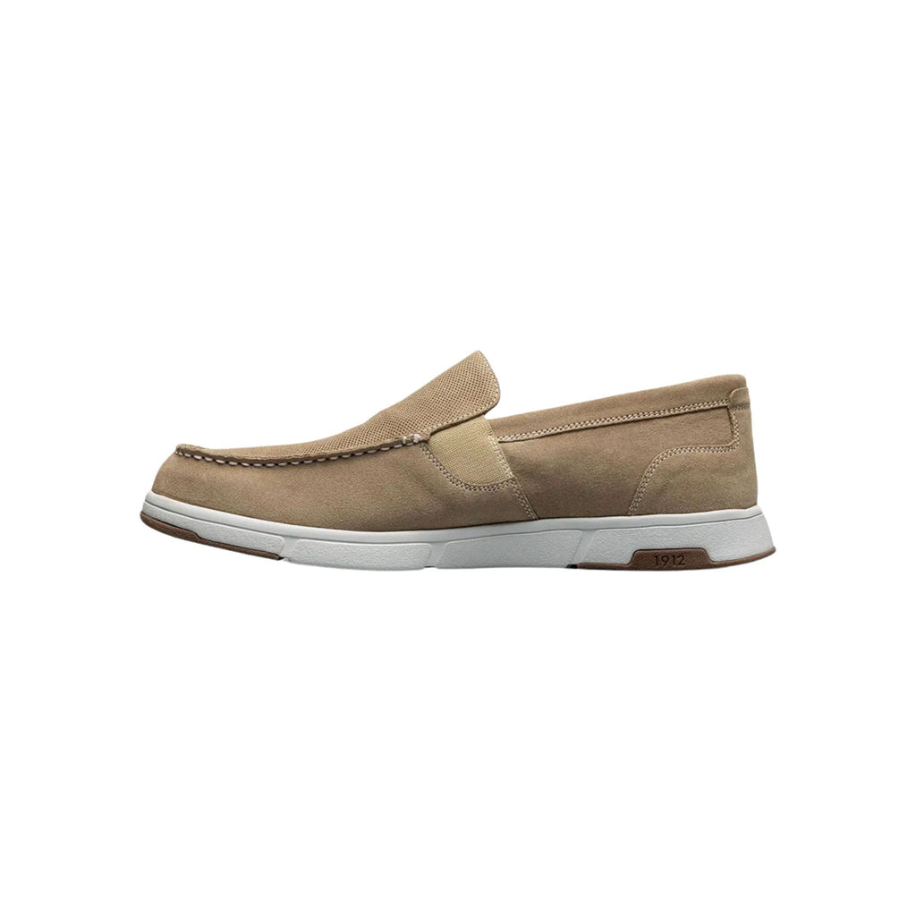 Nunn Bush Men's Luca Suede Moc Toe Venetian Slip On Shoes - Stone - Lenny's Shoe & Apparel