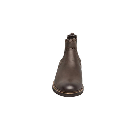 Brown leather Chelsea boot shown from the front