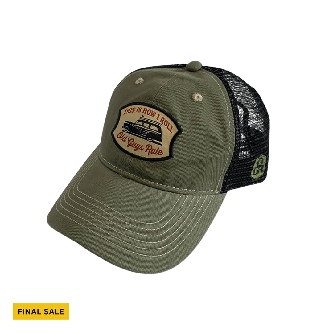 Old Guys Rule How I Roll Trucker Hat - Olive/Black - FINAL SALE - Lenny's Shoe & Apparel