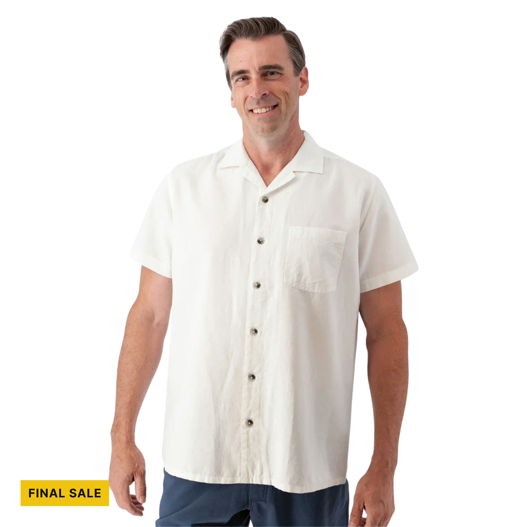 Old Ranch Men's Bodi Cross Weave Camp Shirt - White - FINAL SALE - Lenny's Shoe & Apparel