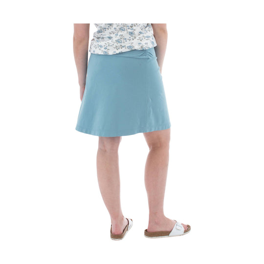 Light blue A-line skirt shown from the back