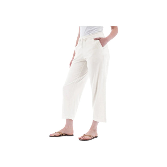 White cropped wide-leg sweatpants with a drawstring waist and side pockets