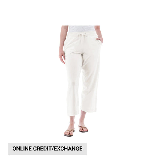 White cropped sweatpants with drawstring waist and side pockets