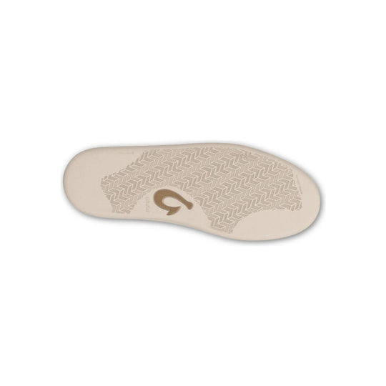 Beige shoe insole with geometric tread pattern and logo
