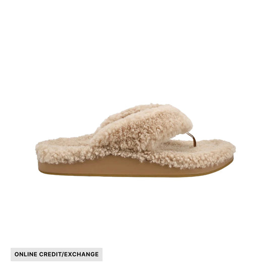 Olukai Women's Kipea Heu Fuzzy Slipper Sandals - Tan - ONLINE CREDIT/EXCHANGE - Lenny's Shoe & Apparel