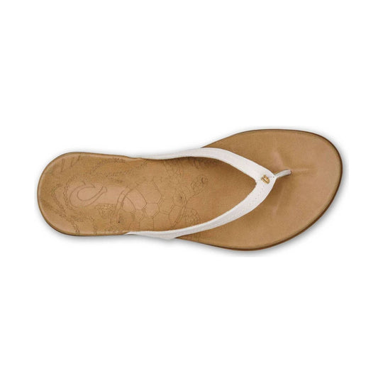 OluKai Women's Honu Leather Beach Sandals - Bright White/Golden Sand - Lenny's Shoe & Apparel