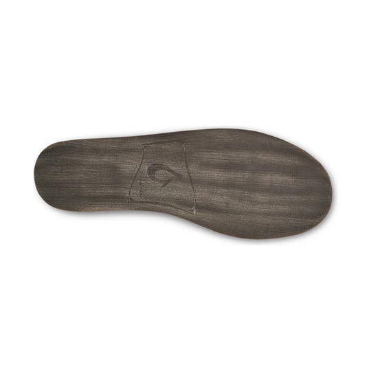 Dark wood-pattern shoe insole with an embossed logo in the center