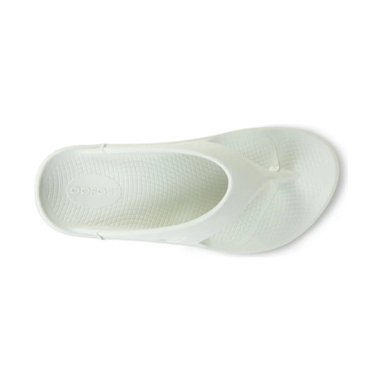 White foam flip-flop sole with textured footbed and embossed logo