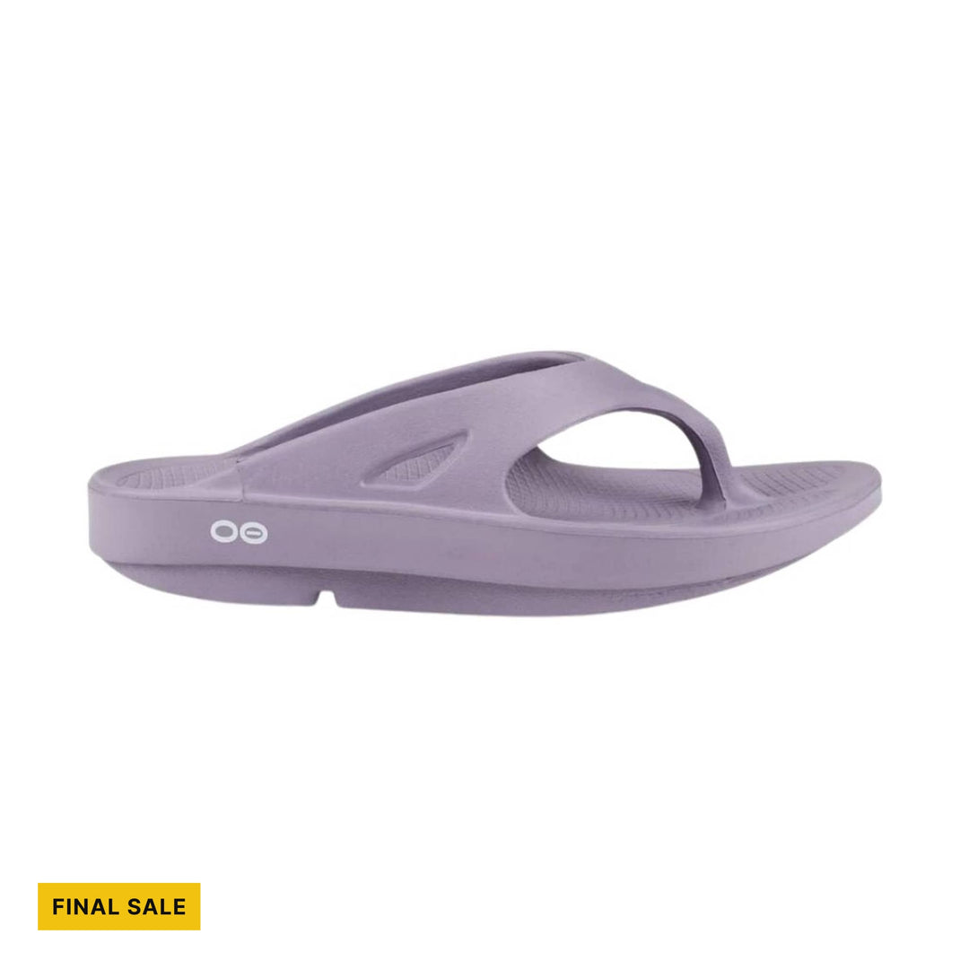 Mauve thong slide sandal with thick cushioned sole and "FINAL SALE" label