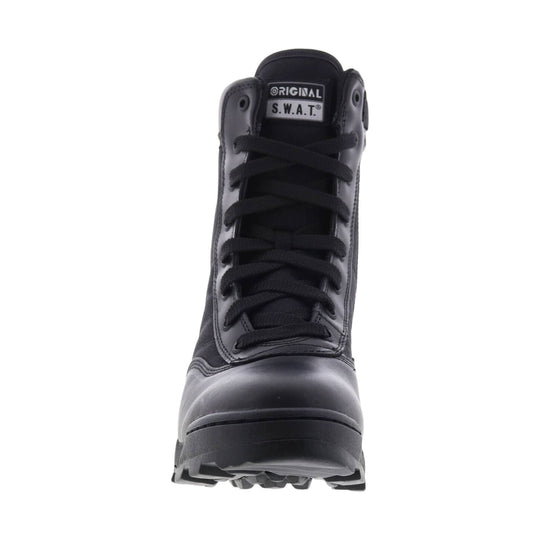 Black tactical lace-up work boot with a thick lug sole and visible O RIGINAL S.W.A.T. tongue label