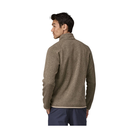 Men’s brown quarter-zip fleece jacket shown from the back