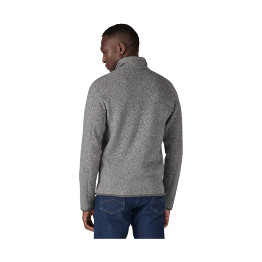 Gray heathered fleece jacket shown from the back