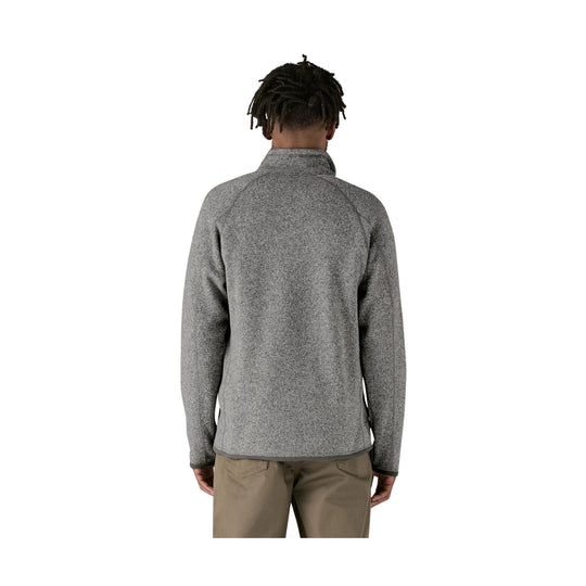 Gray quarter-zip fleece pullover shown from the back