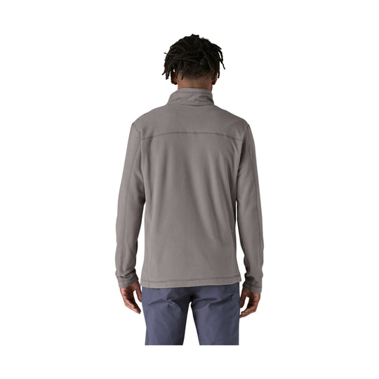 Gray quarter-zip fleece pullover shown from the back