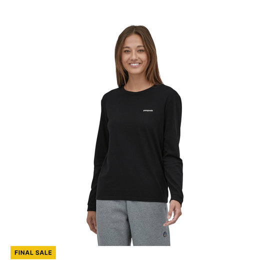 Patagonia Women's Long Sleeve P-6 Logo Tee - Black - FINAL SALE - Lenny's Shoe & Apparel