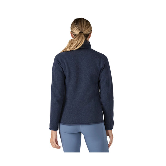 Navy fleece jacket shown from the back