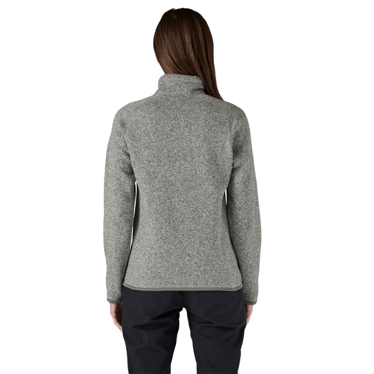 Gray heathered quarter-zip fleece pullover shown from the back