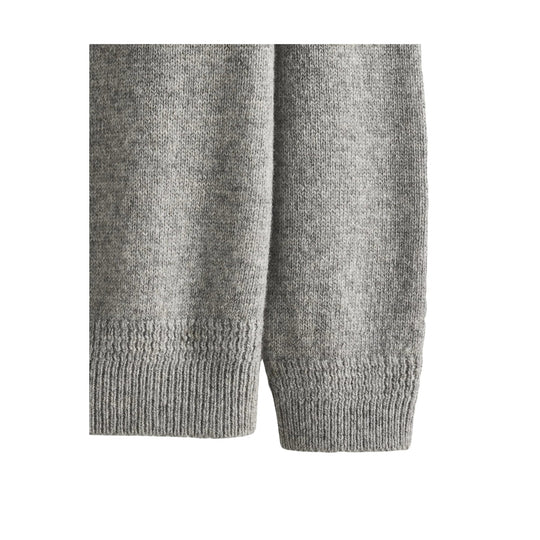 Light gray heather knit sweater cuffs and hem